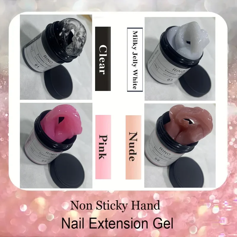 100ml ヌードクリアホワイト ノンスティック ハンドソリッド エクステンションネイルジェル ソークオフ UV/LED フィンガーエクステンションジェル DIYデザイン マニキュア