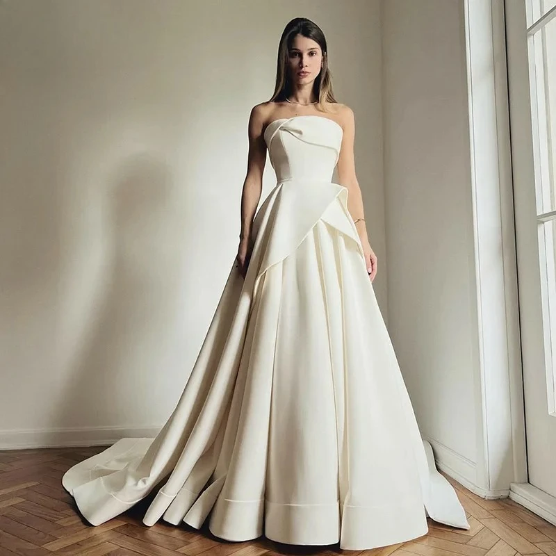 A-Linien Trägerloses Hochzeitskleid Vestidos De Novia فساتين سهرة Elegantes Prinzessinnen-Hochzeitskleid Maßgeschneidert 2026