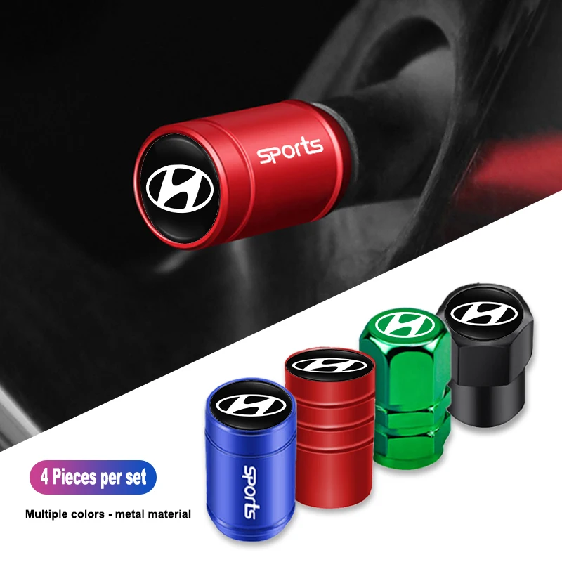 Vástagos de válvula de neumático de coche, tapa de Metal, cubierta de válvula de aire de rueda de neumático de aluminio para Hyundai Palisade Bayon Tucson Inster NEXO Creta i30 i20