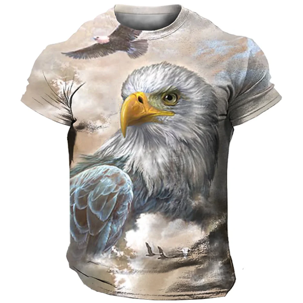 

Funny 3D Eagle Print Men's T Shirt Casual O-neck Short Sleeve Tops Fashion Animal Pattern Pullover Summer Loose Breathable Tees