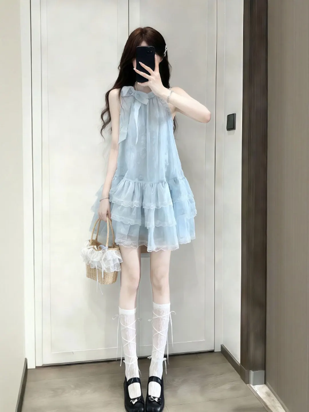 

Нежное летнее платье-халтер с уникальным красивым узлом и пышной юбкой, женское хлопковое платье с завышенной талией, коллекция Лето 2026