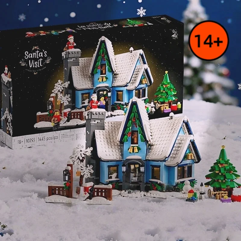 

Street View Winter House Bricks 705PCS Santa's Visit House Model DIY Building Blocks Display Toys Christmas Gifts for Friends