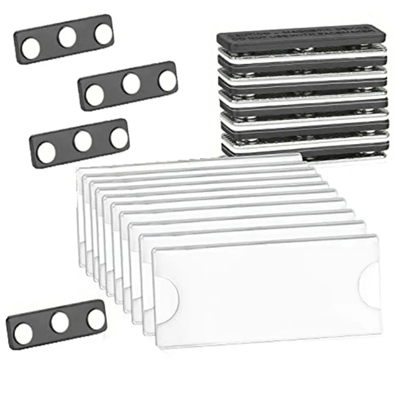 

Magnetic Name Tags Kit, Magnetic Badge Holders with 3 Strong Magnets, Business Name Tag/ID Badge Set of 10 -B12B