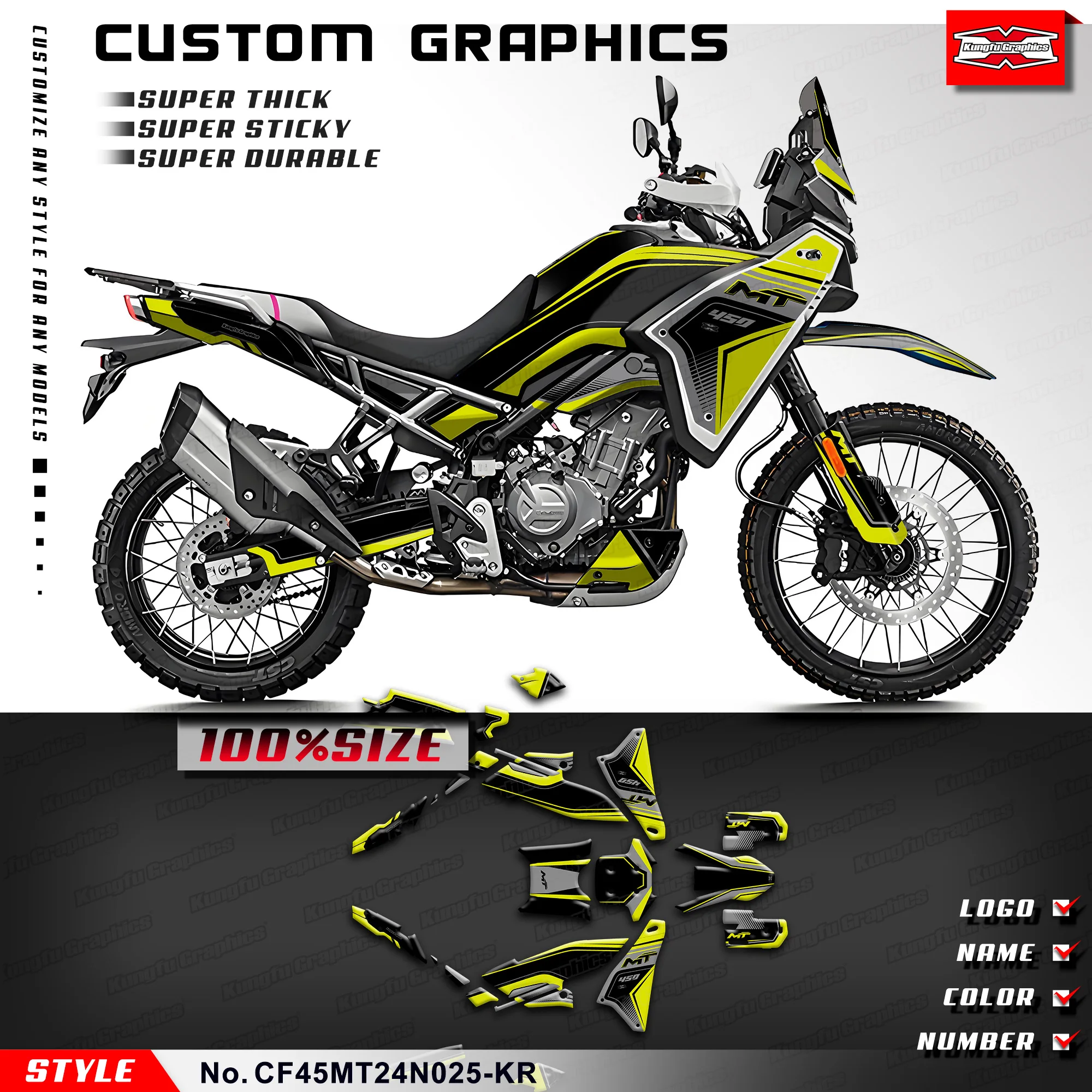 

KUNGFU GRAPHICS Custom Sticker Sheet Wrapping for CFMOTO 450MT 450 MT 450, Decoration, CF45MT24N025-KR