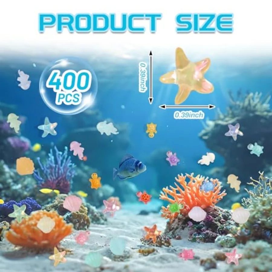 Ocean Resin Animals Starfish Jellyfish shell Turtles Set Resin Animals Tiny for Dollhouse atures DIY Fish Tank Fairy Garden Mic