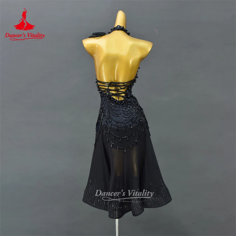 Latin Dance Competiton Dress for Women Customsized AB Stones Rumba Chacha Tango Performance Skirt Adult Child Latin Dresses