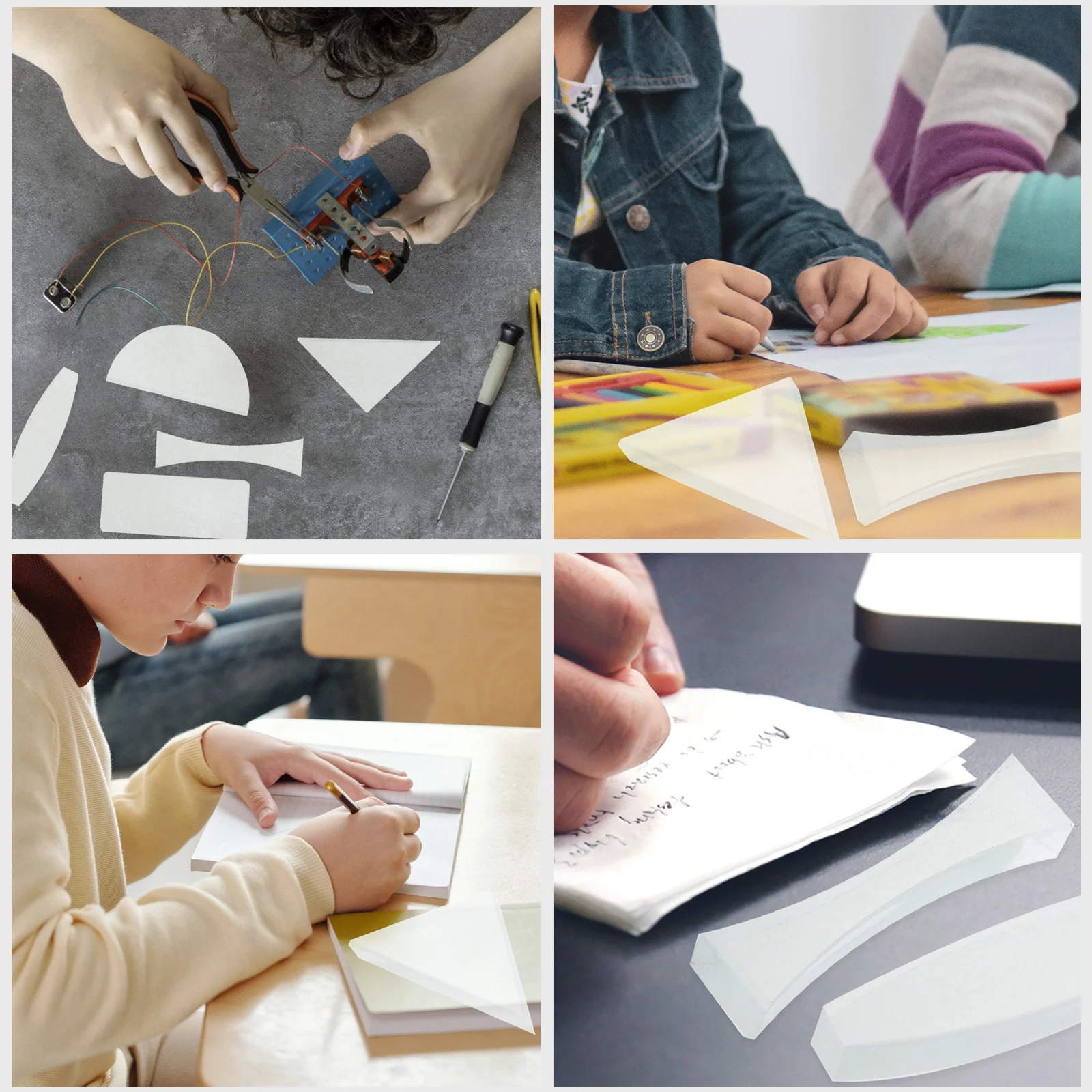 

5Pcs Optical Lens Set Premium Glass Physics Teaching Equipment Semicircular Triangular Rectangular Lenses for Light Refraction