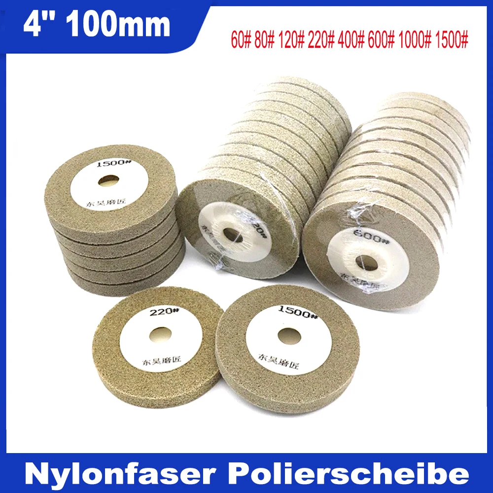 

1Pcs 4 "100Mm Nylon Hars Polijstwiel 60 ~ 1500 Grit Fiber Slijpschijf Marmer Graniet Glas Steen Metaal Slijpschijf