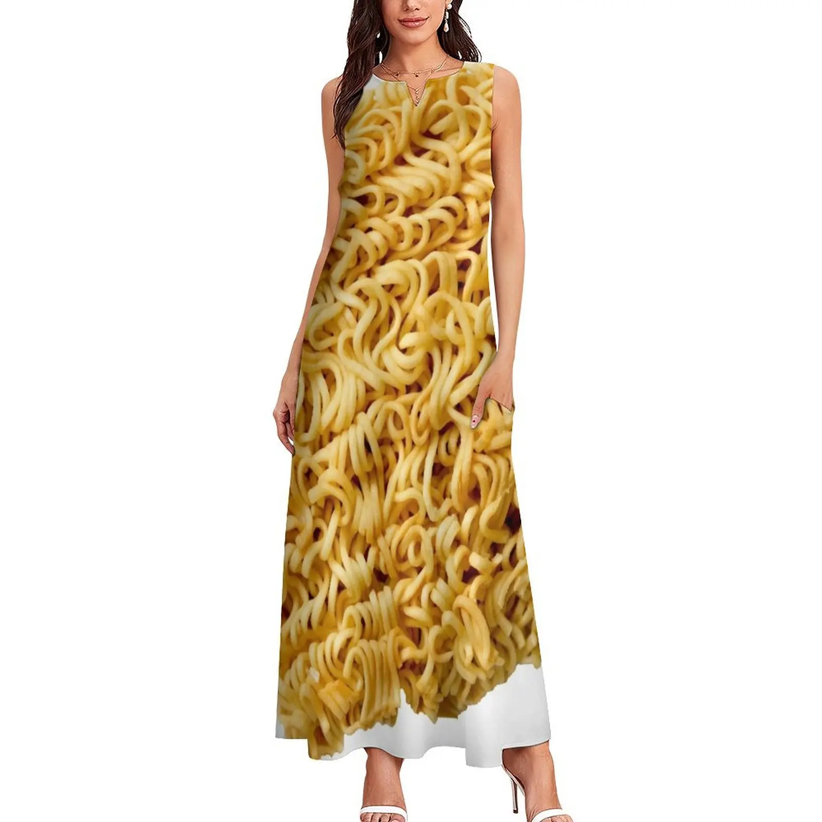 RAMEN NOODLES Long Dress dresses korean style Elegant gowns Woman fashion summer dress daily Dress