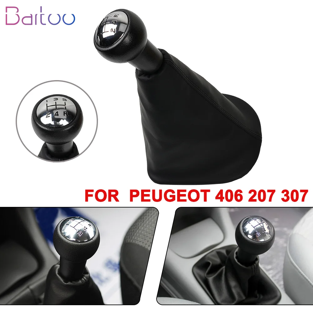 

New 5 Speed Car Gear Shift Knob With Shifter Knob Boot Dust Anti-dust Cover For Peugeot 207 307 406 Citroen C3 C4 C5 SFN148