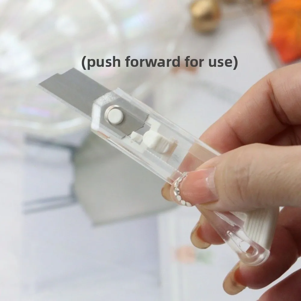 Translucent Mini Box Cutter Retractable Non-Slip Blades Paper Cutter Handmade Cutter Supplies Stationary