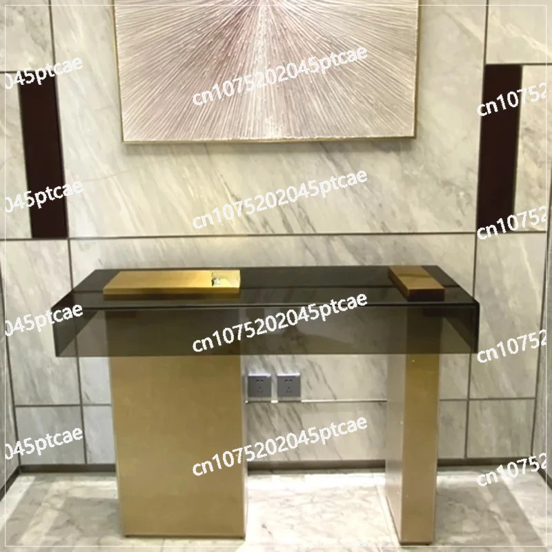 

Entrance Corridor Glass End View Decorative Cabinet Against The Wall Light Luxury Entrance Platform Modern Simple Living Room