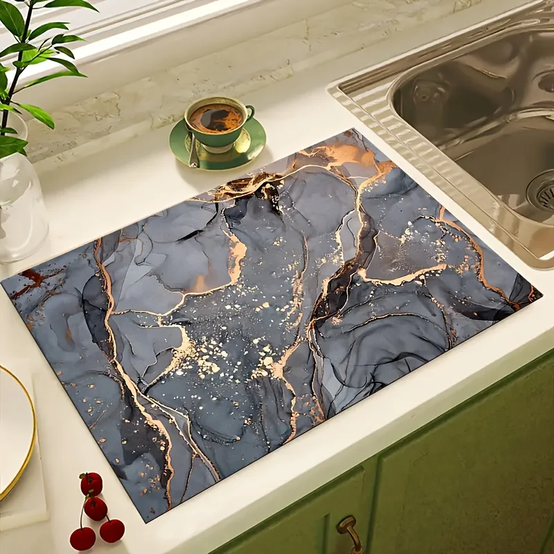 VIKAMA Marble-Pattern Coffee Machine Drip Tray Kitchen Fireplace Insulation Heat-Resistant And Easy-To-Clean Bar Counter Coaster