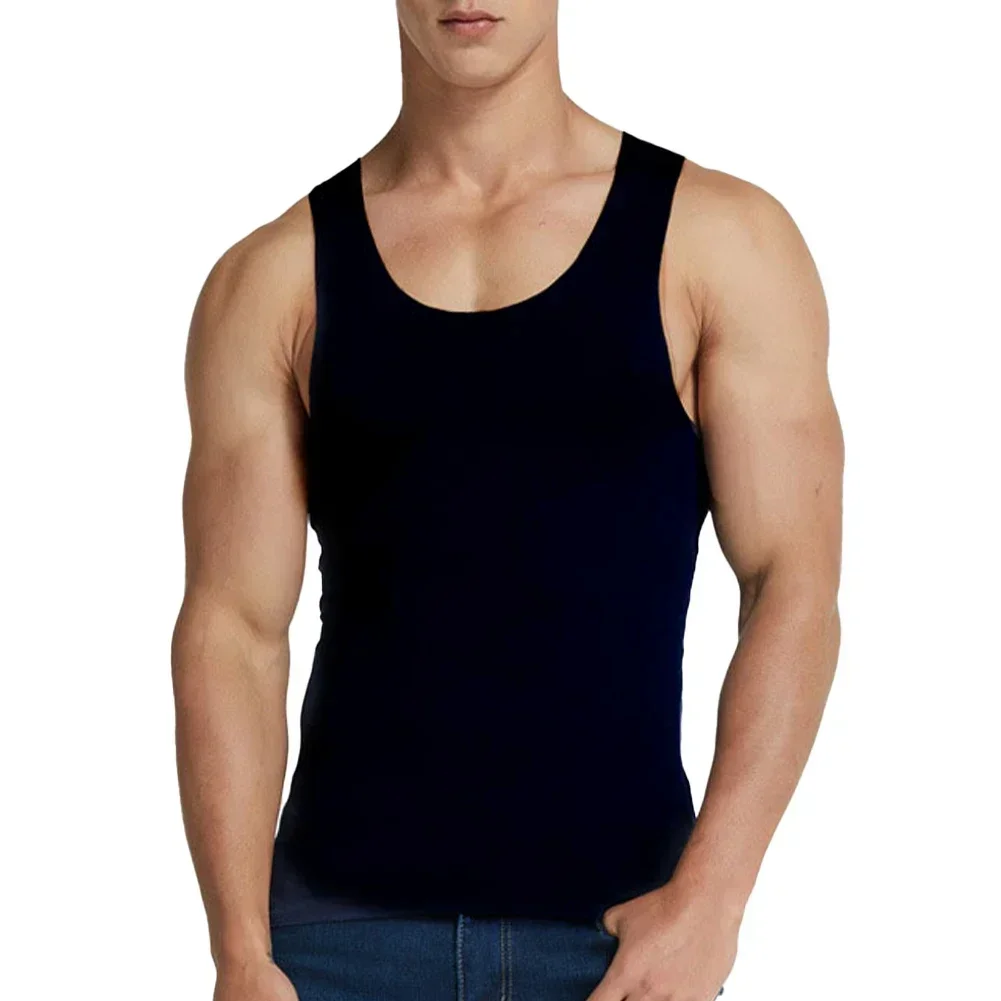 High Elastic Men\'s Sleeveless Vest Seamless Ice Silk Top For Sports And Leisure White/Black/Navy Blue/Claret/Gray/Water Blue