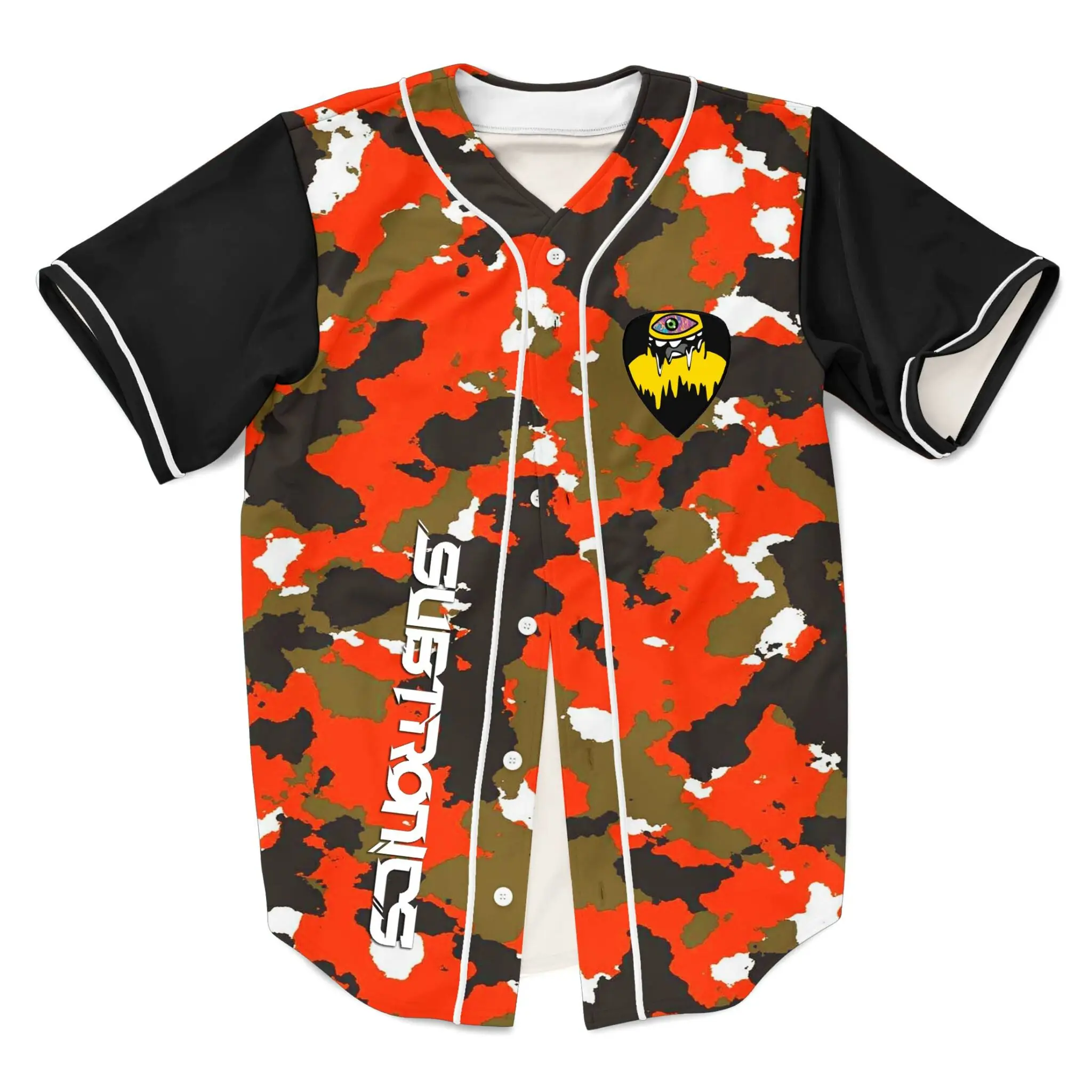 Subtronics Red Black camouflage Baseball Jersey Harajuku Thin button Baseball Uniform Baseball Jersey Fro EDM