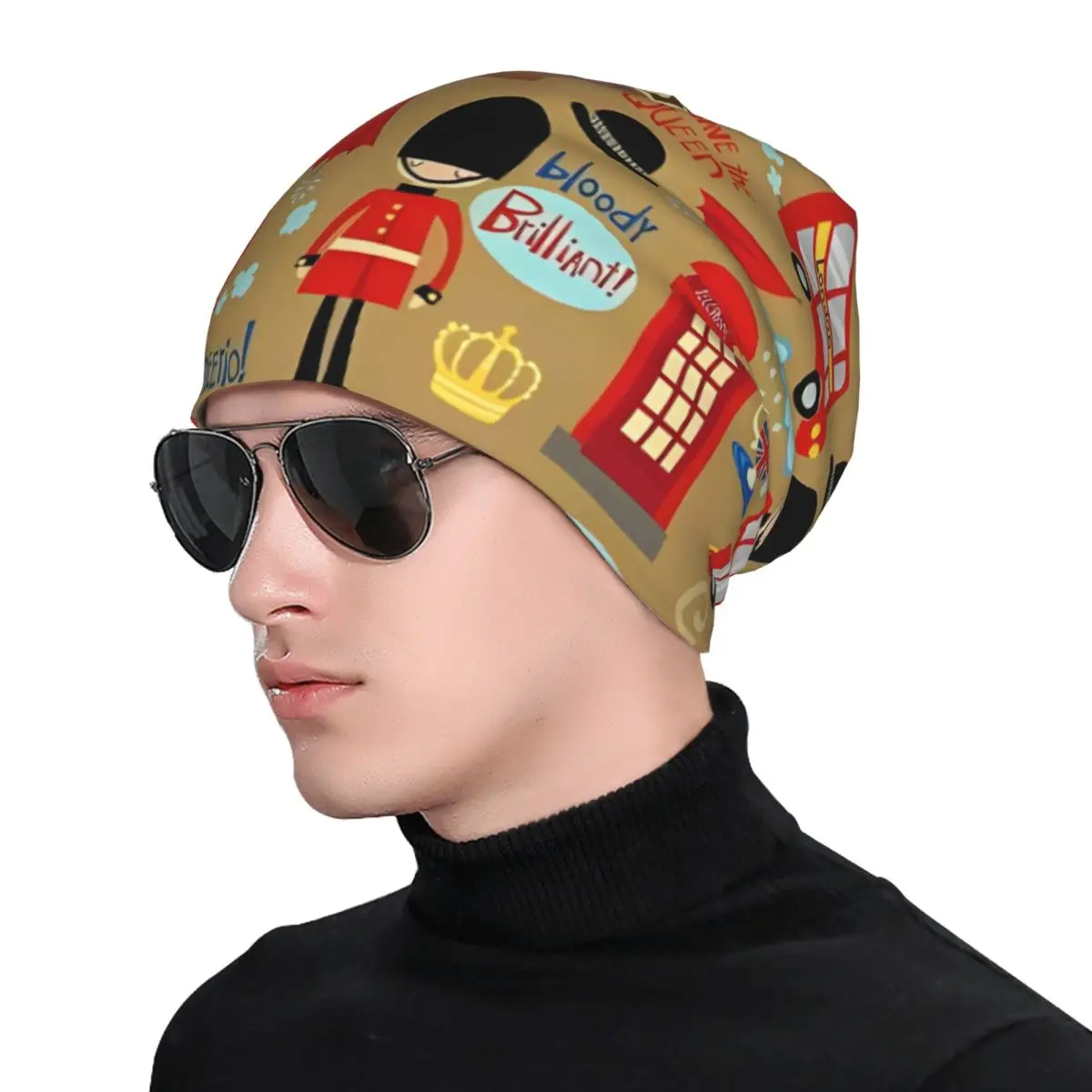 سحر لندن Skullies Beanies القبعات الخريف الشتاء للجنسين في الهواء الطلق قبعة دافئة الحرارية مطاطا بونيه