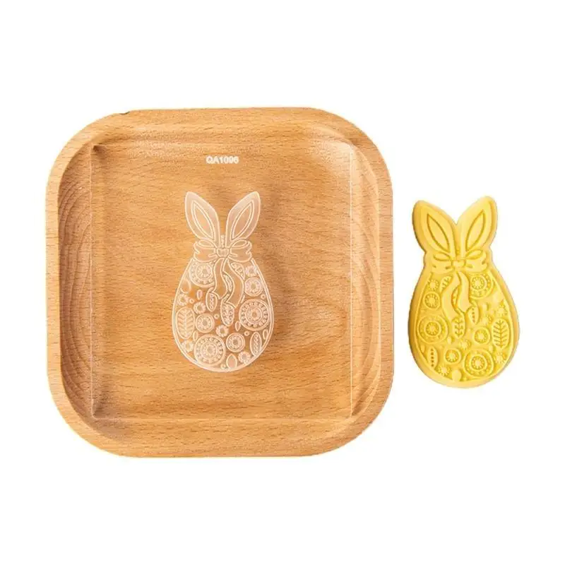 

G6KF Easter-Cartoon Embossed Cookie Mold Bunny-Egg Cookie Baking Tool Plastic Cookie Embosser Mold for Easter-Baking Tools
