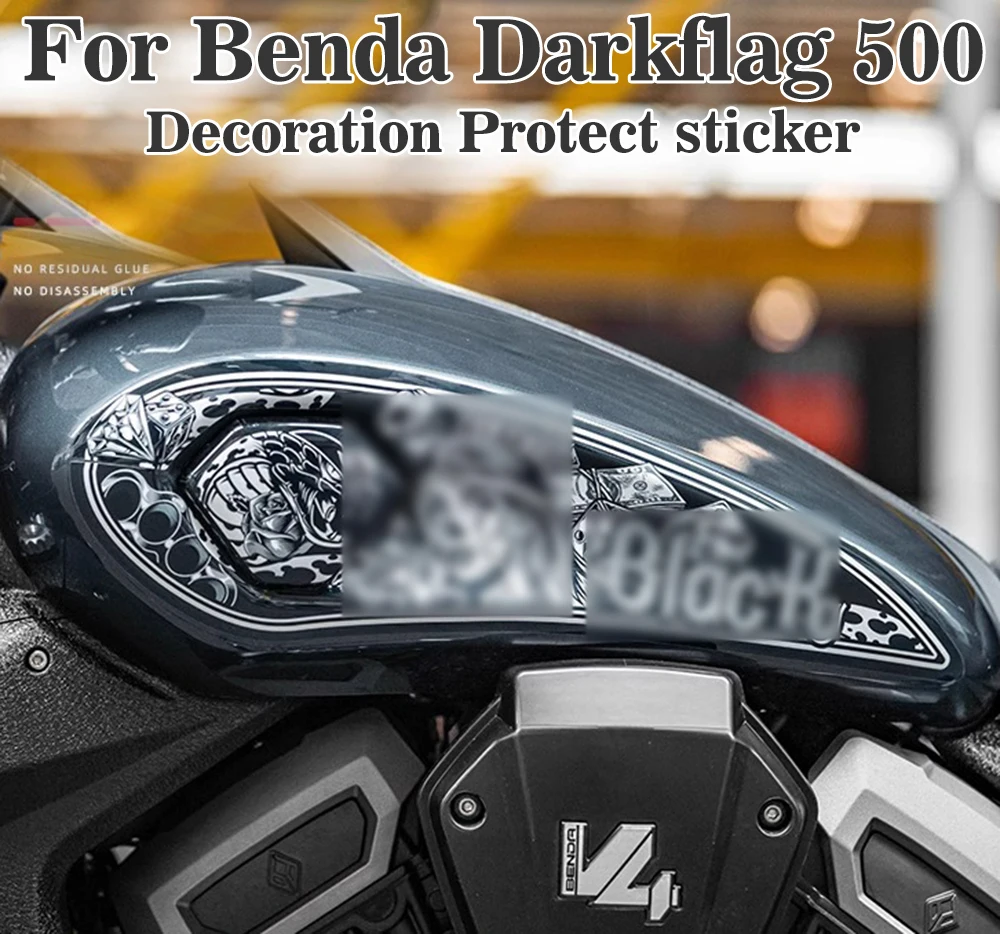 

Motorcycle Fairing Body Sticker Decorative Fuel Tank Pad Decals Kit Protector For Benda Dark flag 500 Darkflag Black Flag 500 V4