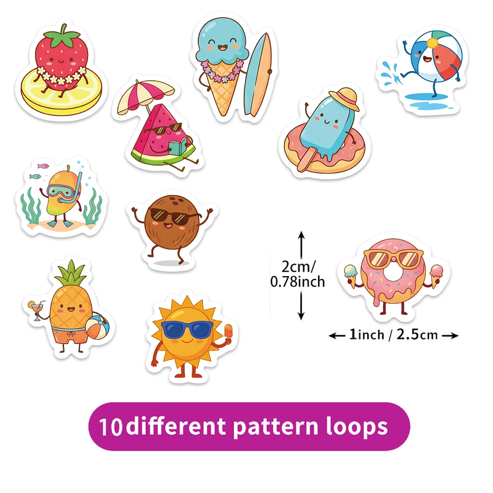 500PCS Summer Refreshing Graffiti Roll Stickers Series DIY Phone Case Laptop Water Cup Reward Stickers