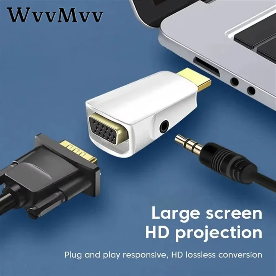 Convertisseur de câble HDMI vers VGA HDTV mâle vers femelle, adaptateur convertisseur VGA Jack 3.5mm Audio HD 1080P pour PC portable tablette