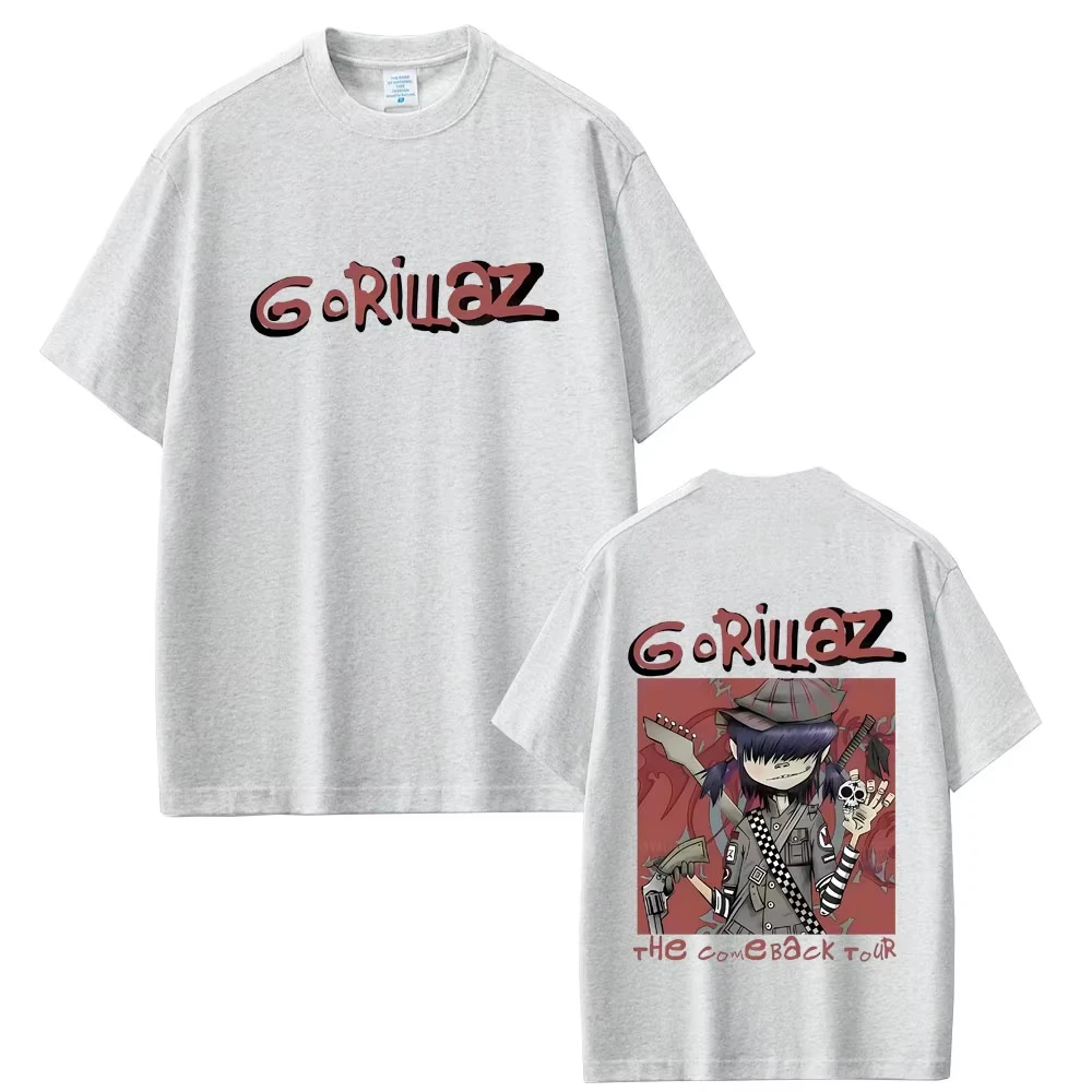 روك باند غوريلاز ذا كوم باك تور تي شيرت الرجال النساء الهيب هوب موضة المتضخم الشارع الشهير للجنسين القوطية الشرير تي شيرت بلايز #4