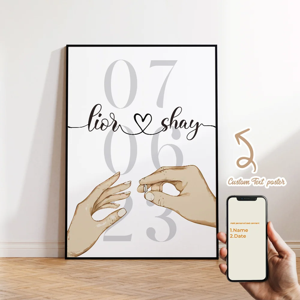 

Personalized Custom Name Couple's Day Wall Art Print Picture Canvas Poster Painting For Living Room Bedroom Home Decor