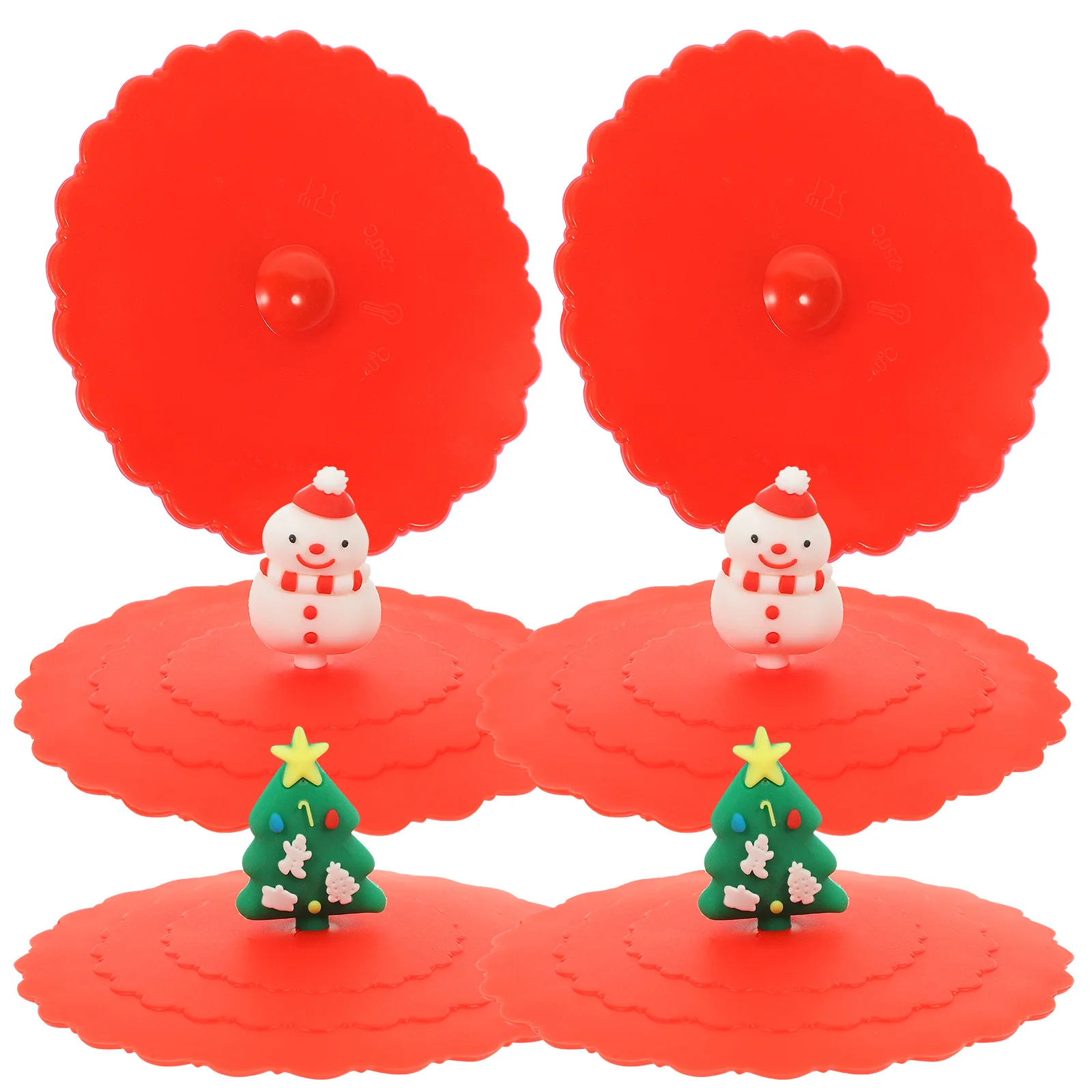 

6 Pcs Christmas Reusable Cups Tree Mug Holiday Lids Hot Drink Silicone Cover Covers