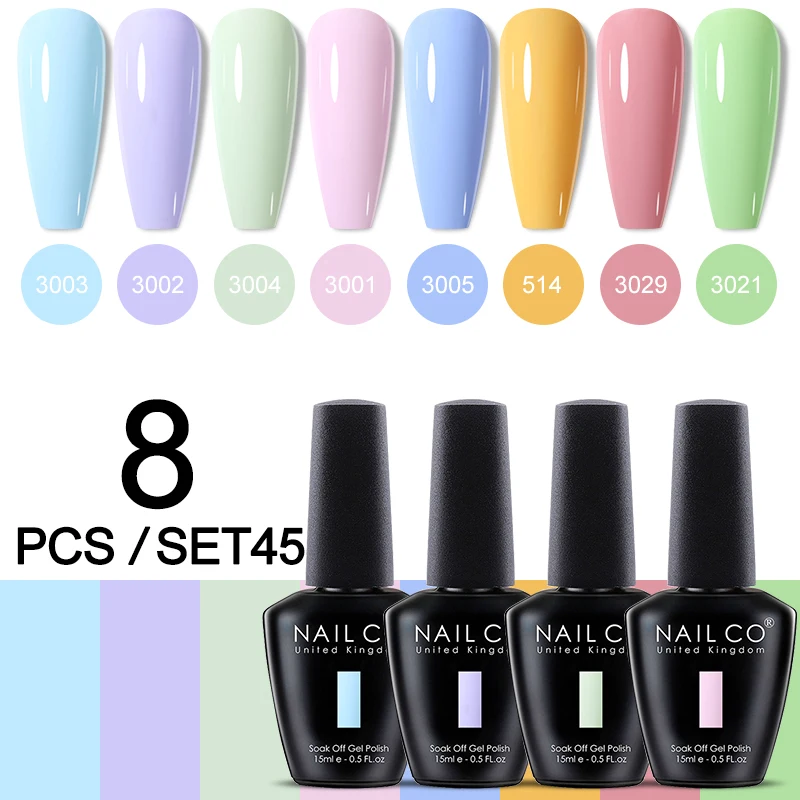 NAILCO 8 Teile/satz Sparkly Rose Rot Lila Gel Nagellack Glitter Semi Permanent Nail art Gel Vernis Für Nägel Maniküre Kits 15 ml