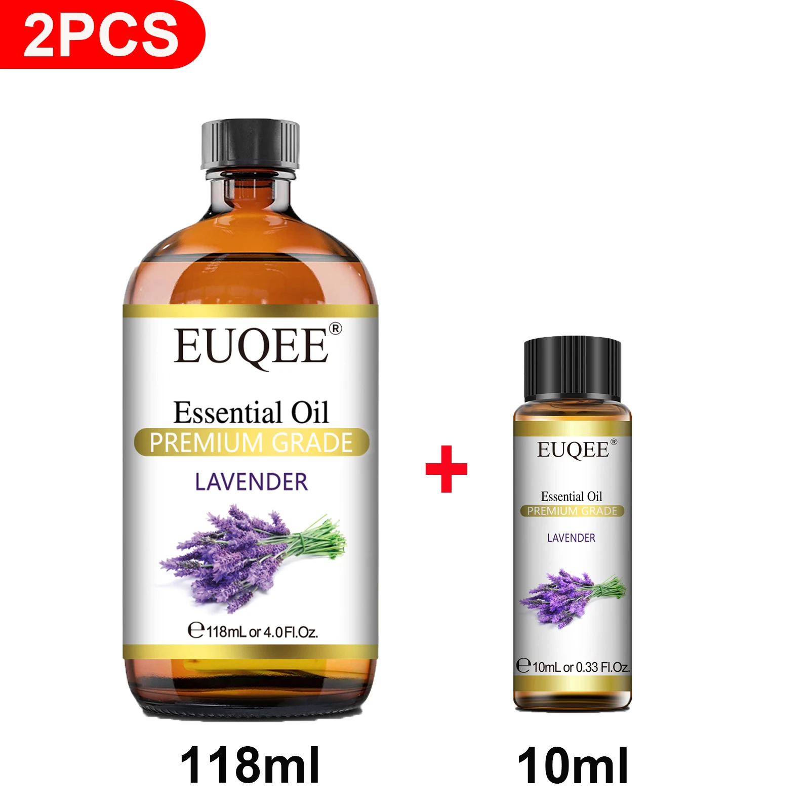 EUQEE 2PCS Natural Plant Essential Oil For Aromatherapy,Buy 118ml, Get 10ml For Free, Lavender Eucalyptus Vanilla Essential Oils