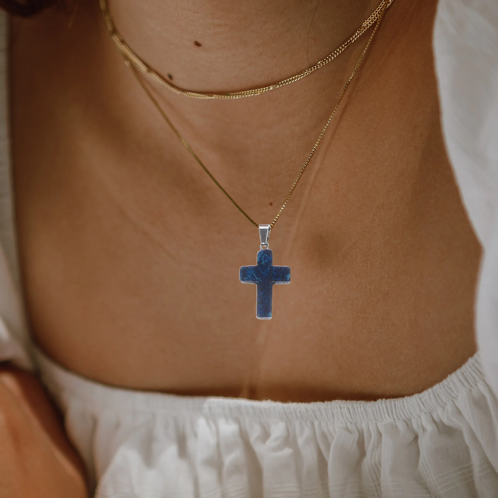 

20Pcs Natural Stone Cross Beads Strong Durable Handicrafts Material Jewelry Crafting Beads Cross Charms for Bracelets