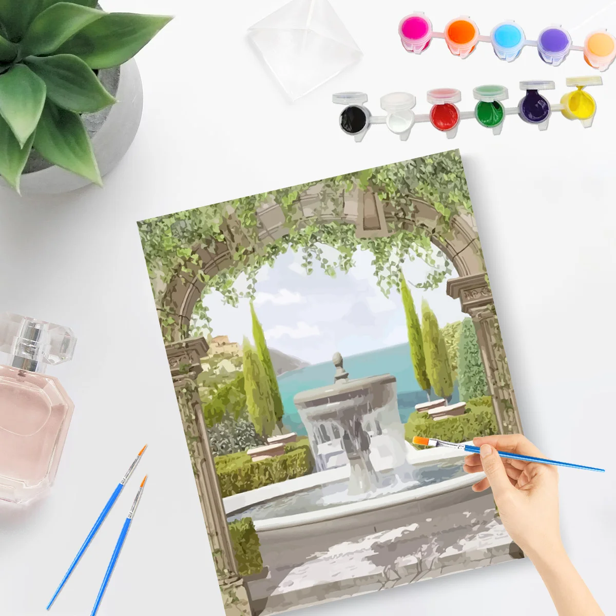 PhotoCustom pittura a olio scenario disegno su tela dipinto a mano regalo artistico immagini fai da te per numero kit porta decorazione della casa