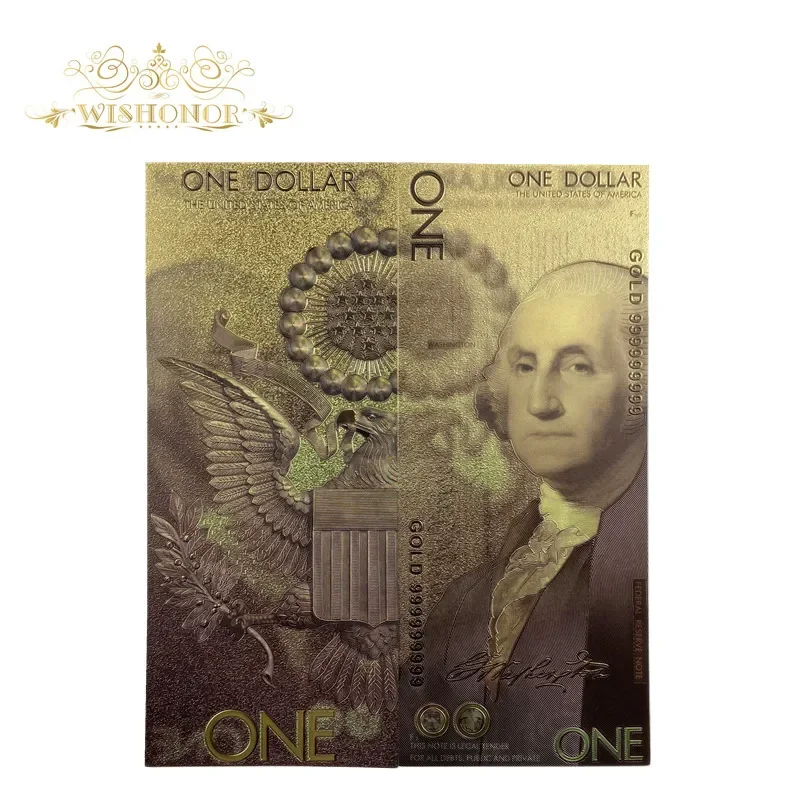 2020 New America Banknotes 1 Dollar Banknotes in 24k Gold Plated Fake Money Gold Plated Business Gift