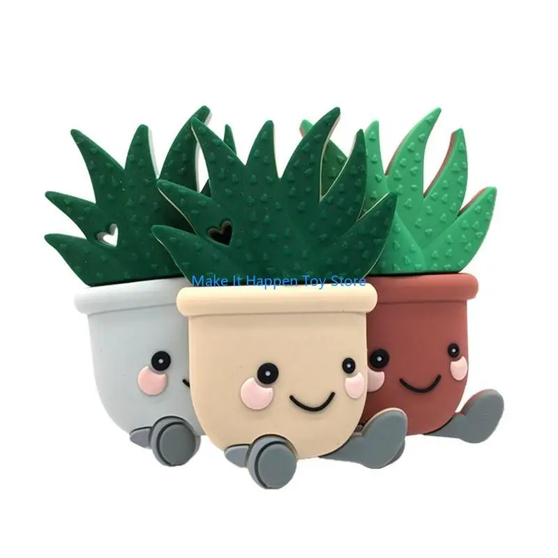 

28EC Cartoon Cactus Silicone Teether BPA Baby Soother Molar Beads Newborn Infants Toddler Teething Nursing