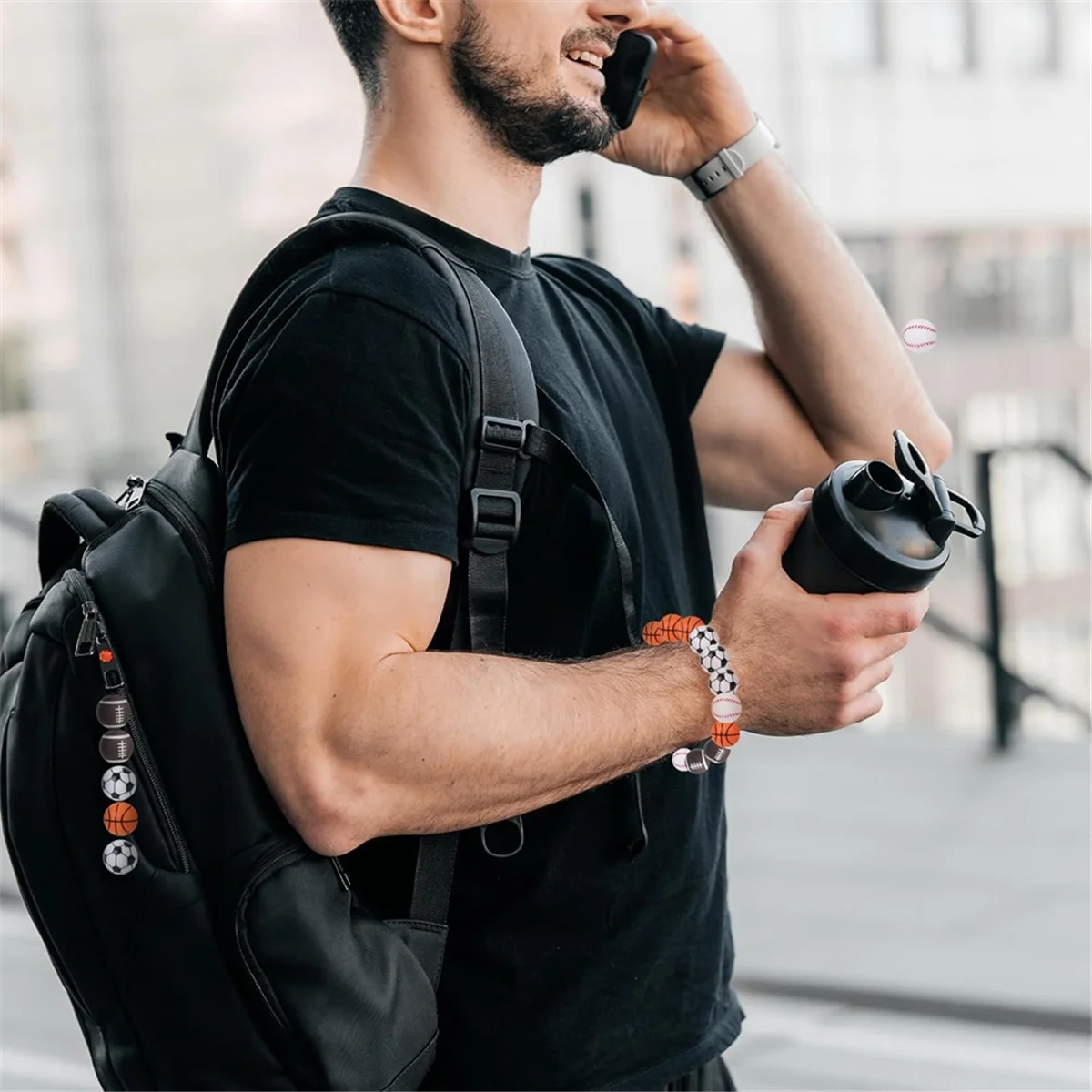 

Новый дизайн 100 шт. силиконовые спортивные бусины 15 мм для брелков своими руками