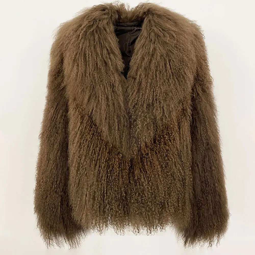Lady Mongolian Sheep Fur Coats Winter Thick Warm Crop Jacket Natural Lamb Fur Coats Women Real Real Mongolia Sheep Fur Jackets