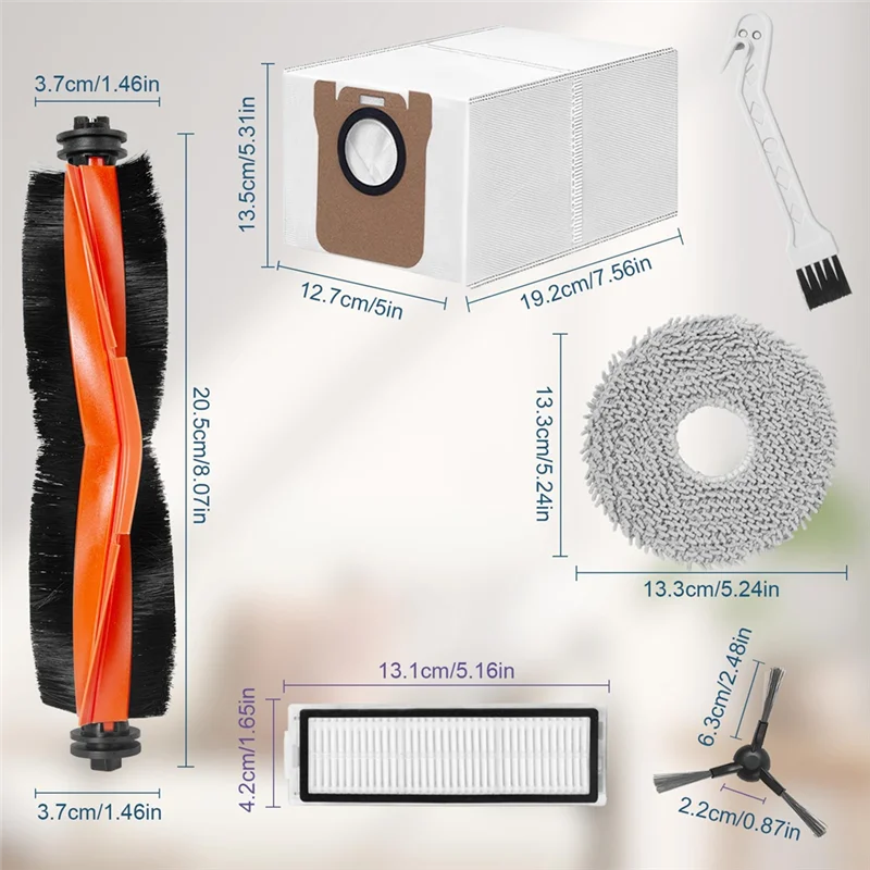 AT28-ensemble d'accessoires pour aspirateur Robot Xiaomi X20 Max/Xiaomi X20 Pro, brosse à rouleau, brosse latérale, lingettes, filtres, sacs à poussière