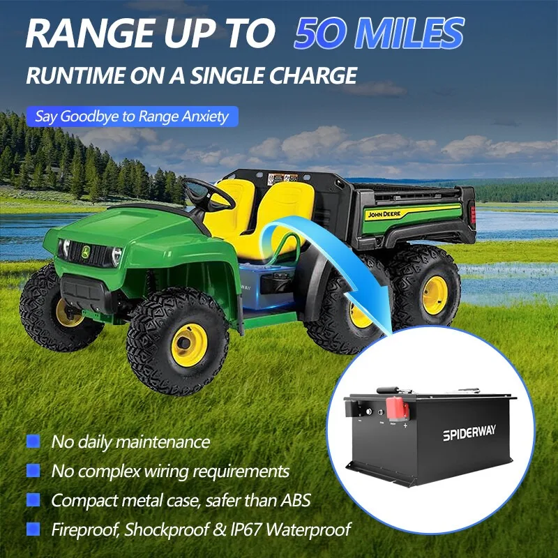 48V 105Ah LiFePO4 Lithium Battery Conversion Kit For John Deere Electric Gator With Charger