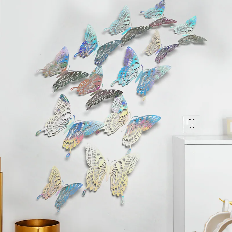 12pcs Suncatcher Sticker 3D Effect Crystal Butterflies Wall Sticker Beautiful Butterfly for Kids Room Wall Decal Home Decoration