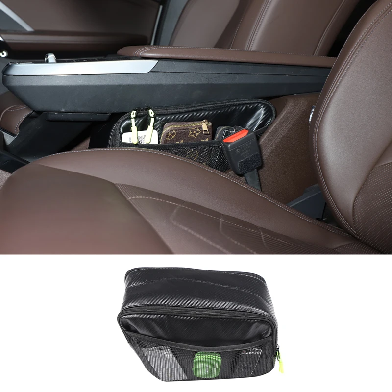 

1Pcs Oxford cloth carbon fiber For BMW X1 iX1 U11 2023+ car center control lower storage bag car modification accessories