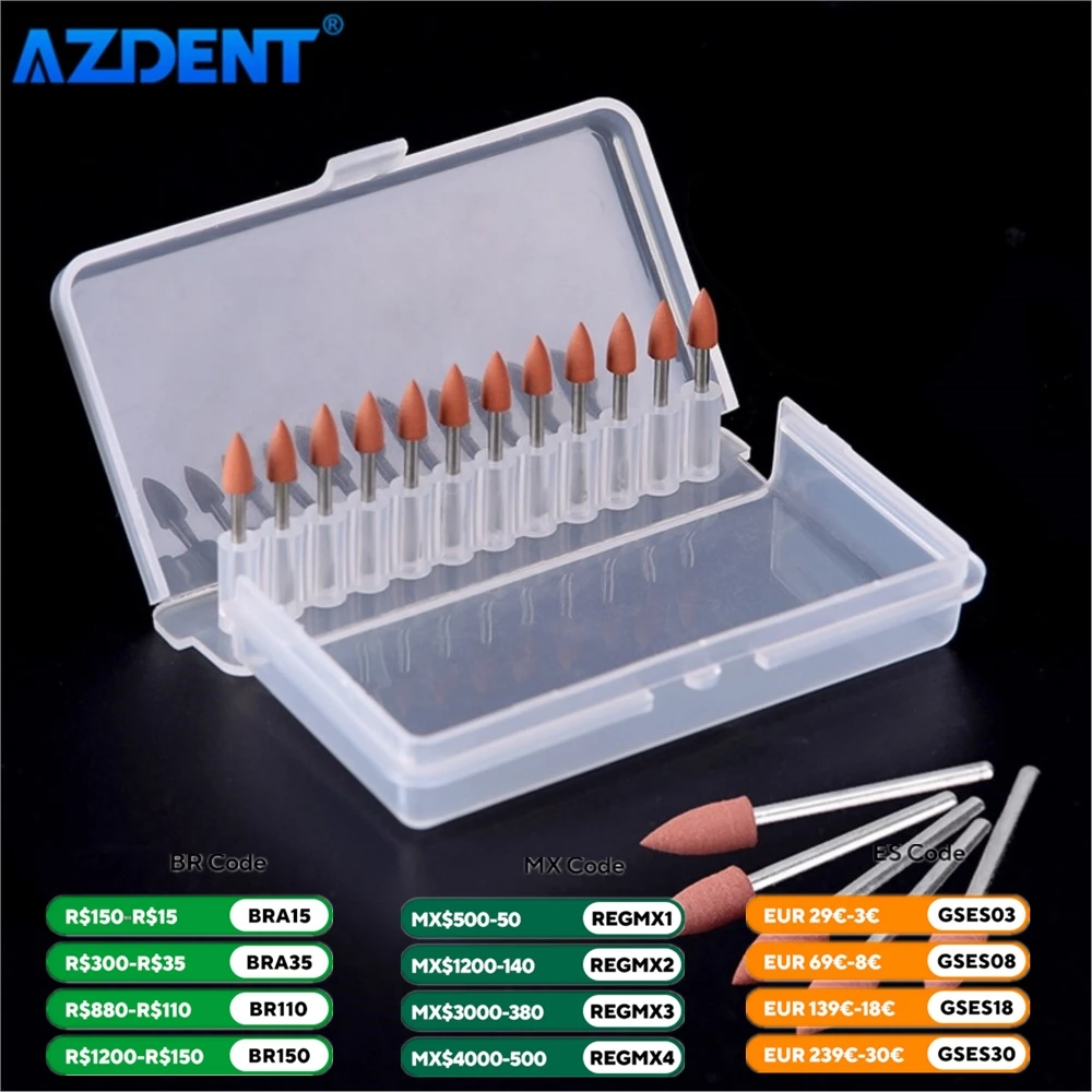 12 sztuk/zestaw AZDENT Dental silikonowa polerka 0413 polska impregnowana tarcie ścierne FG 7000-30 000 obr./min do wstępnego polerowania