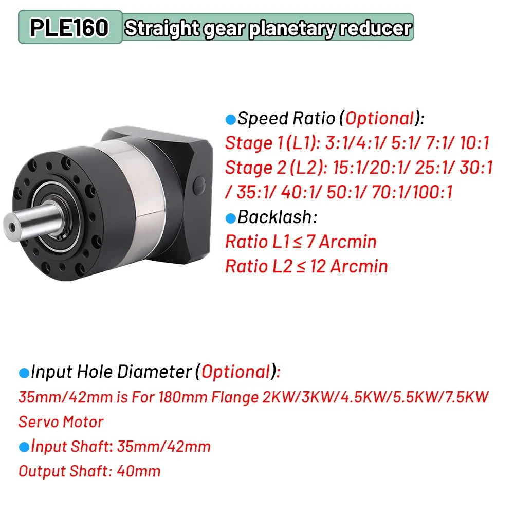YUNDUAN przekładnia planetarna z okrągłym kołnierzem Step-down 100/110/130/180mm reduktor silnika dla 3-fazowego serwomechanizmu Nema42/52 krokowego 1/1,5/2/3KW