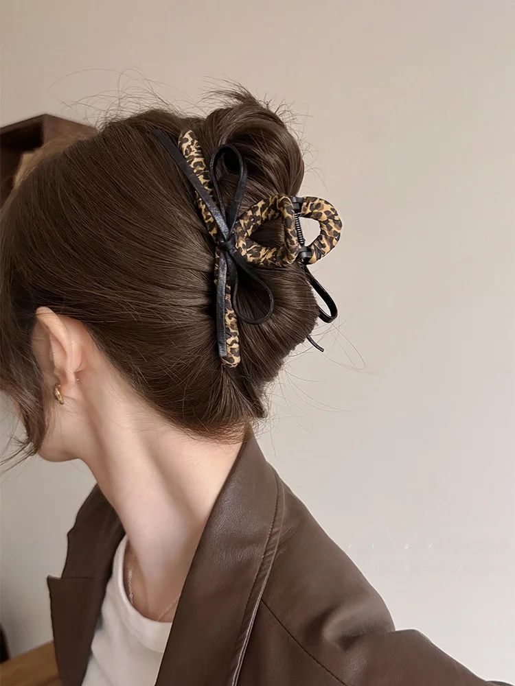 

Гонконгская заколка для волос с леопардовым принтом и узлом, женская заколка для волос Ba of Head, булочка, ковчег, зажим, милая крутая заколка для волос, новинка 2024, хай...