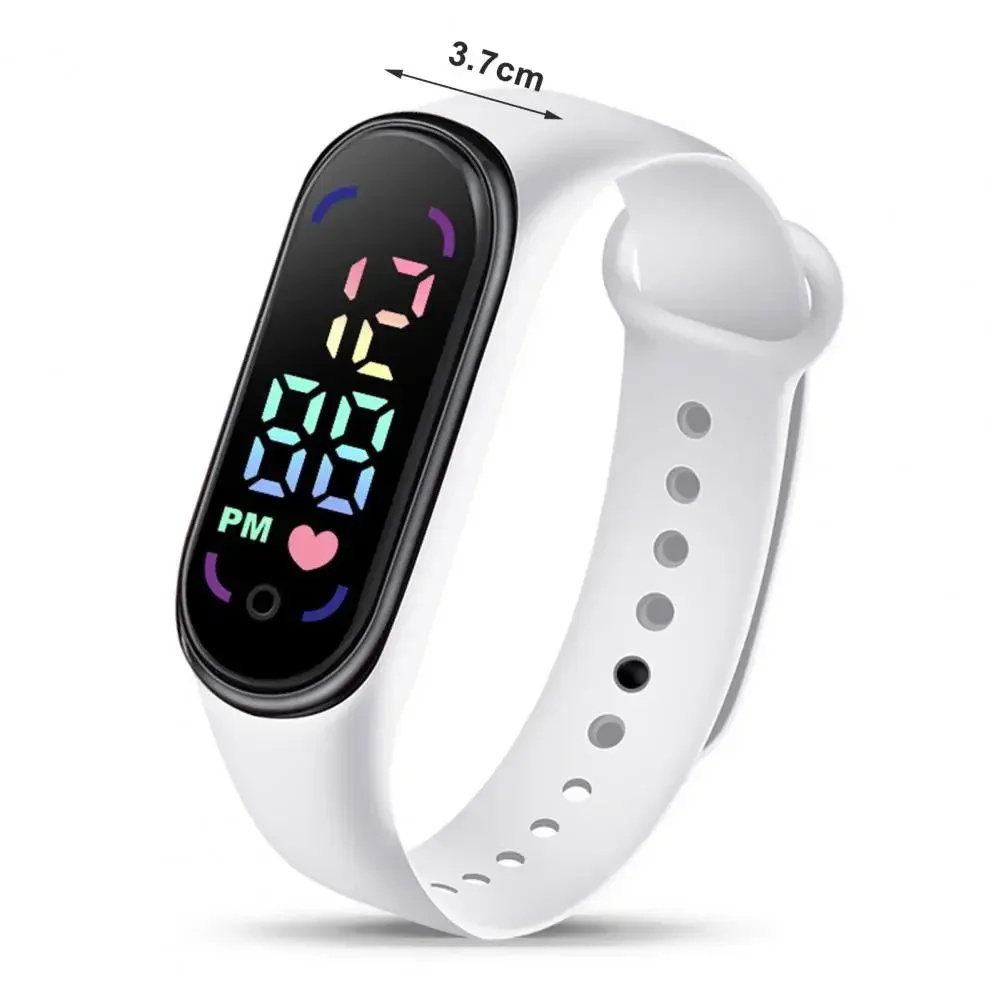 Student Child‘s Electronic Watch Fashion Waterproof Sports Bracelet with LED Display Adjustable Silicone Strap Digital Watch Kid