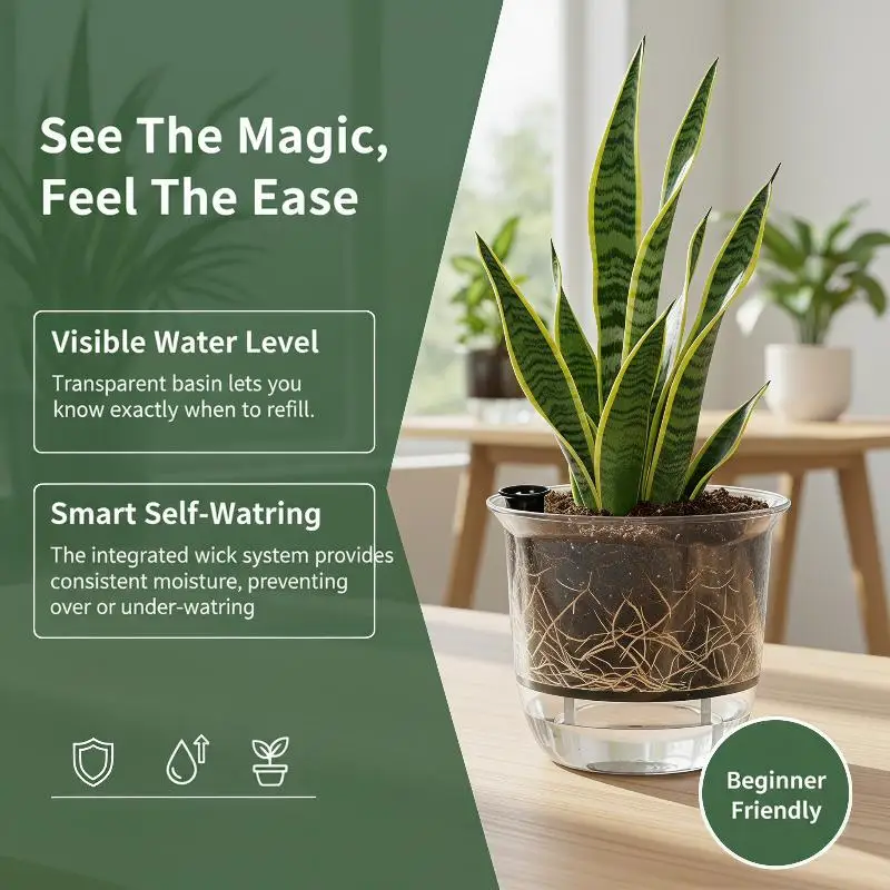 Modern Self Watering Indoor Plant Pots Deep Reservoir Design for Spider Plants Orchids Home Stylish Decor