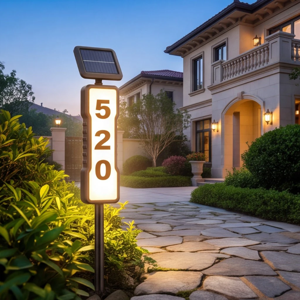 1PC Solar-Powered Dual-Light LED Address Sign with Stake Outdoor Illuminated House Number Letter Light for For Houses and Home