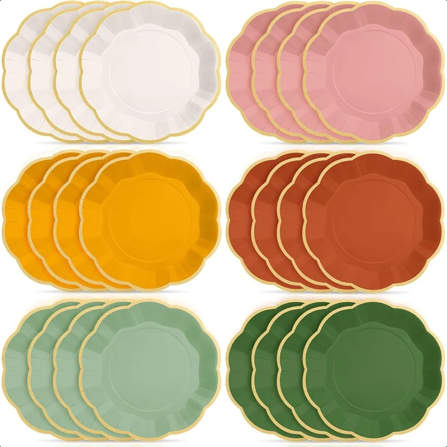 

72 шт. цветные бумажные тарелки в стиле бохо, 9-дюймовые красочные радужные зубчатые бумажные тарелки для ужина, дефертные тарелки для дня рождения, свадьбы, вечеринки pl