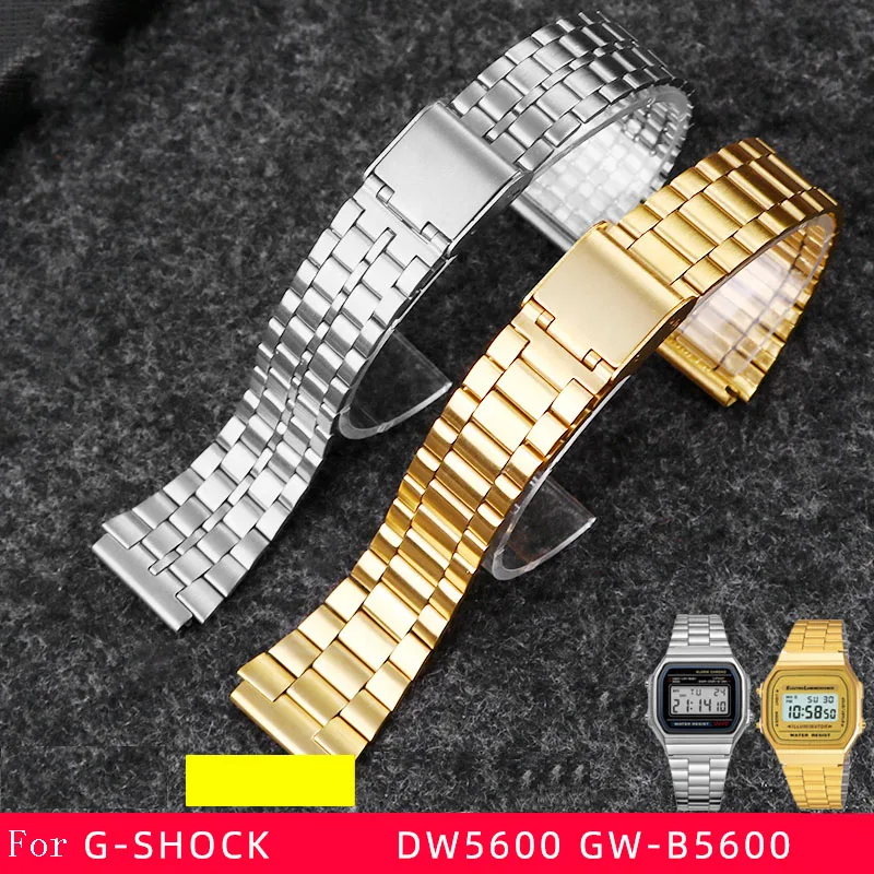 

Fine Steel Watchband for CASIO A158 / A159 / A168 / A169 / B650 / AQ230 / 700 Classic Small Square Silver Block 18mm Metal Strap