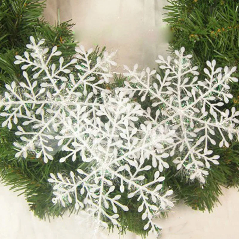 30/60/90pcs Christmas White Snowflake Decoration For home Xmas Tree Ornament Hanging Pendants New Year 2025 Winter Party Decor