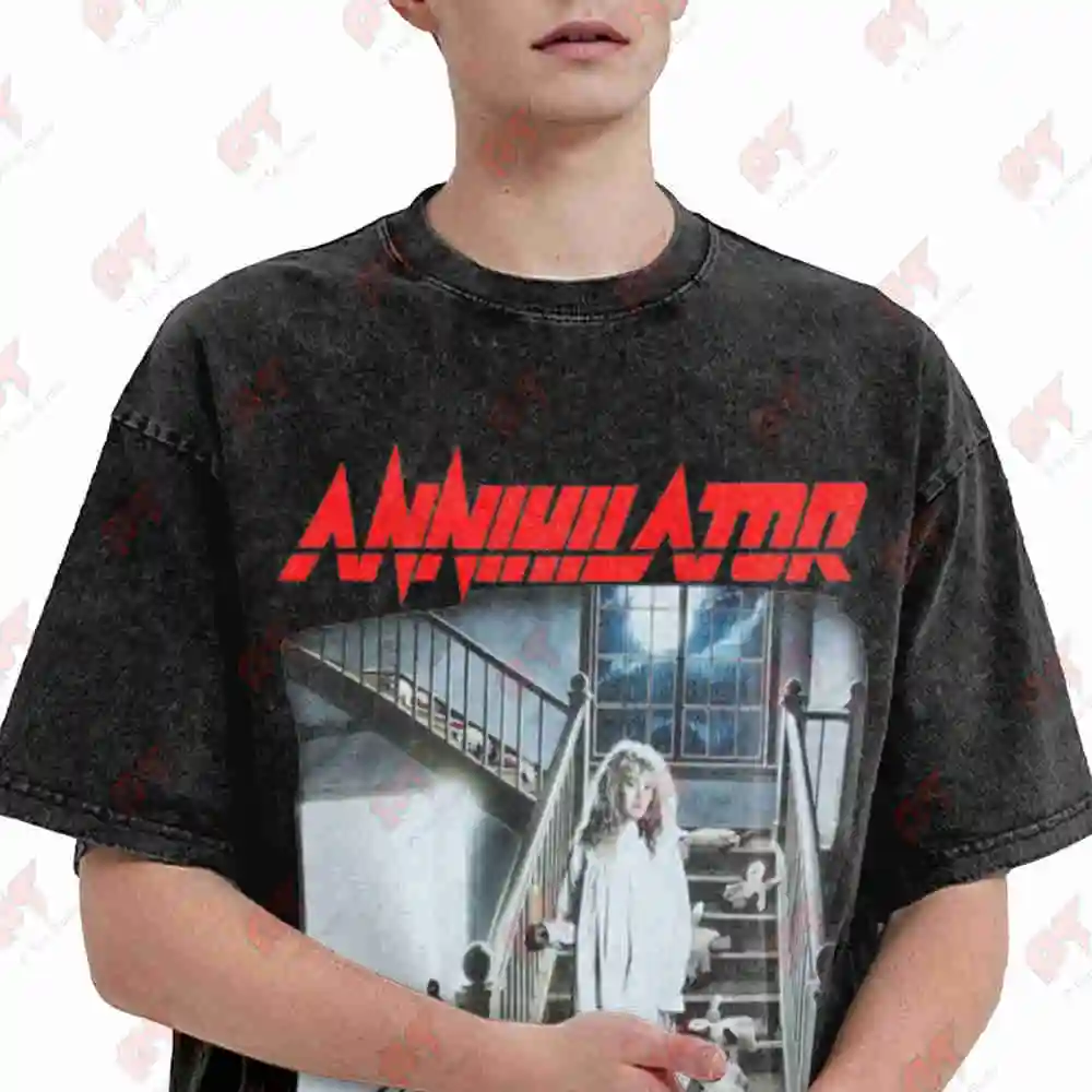 Annihilator Alice In Hell Heavy Metal Vintage Washed Tee Pure Cotton T-Shirt