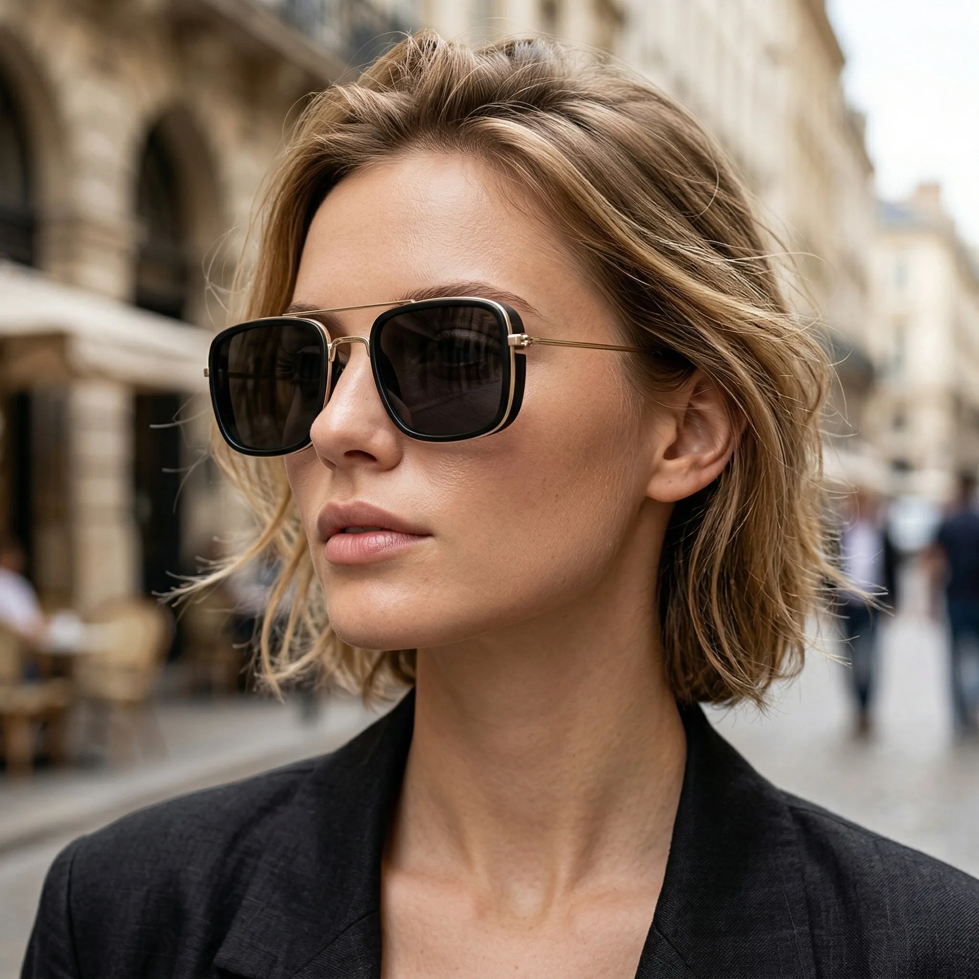Fashion Sunglasses European and American Metal Small Square Frame Korean Protection Version Glasses Retro Square Eyewear